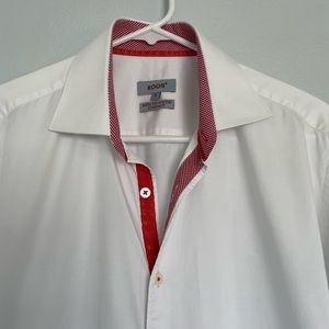 🇫🇷 XOOS PARIS White Fitted Button Down Shirt /w Red Accents